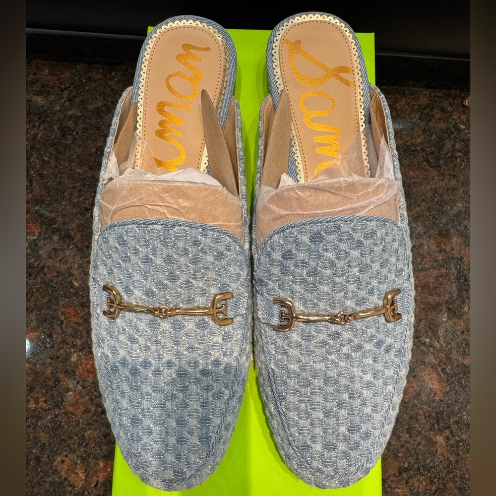 Sam Edelman Textured Blue Loafers